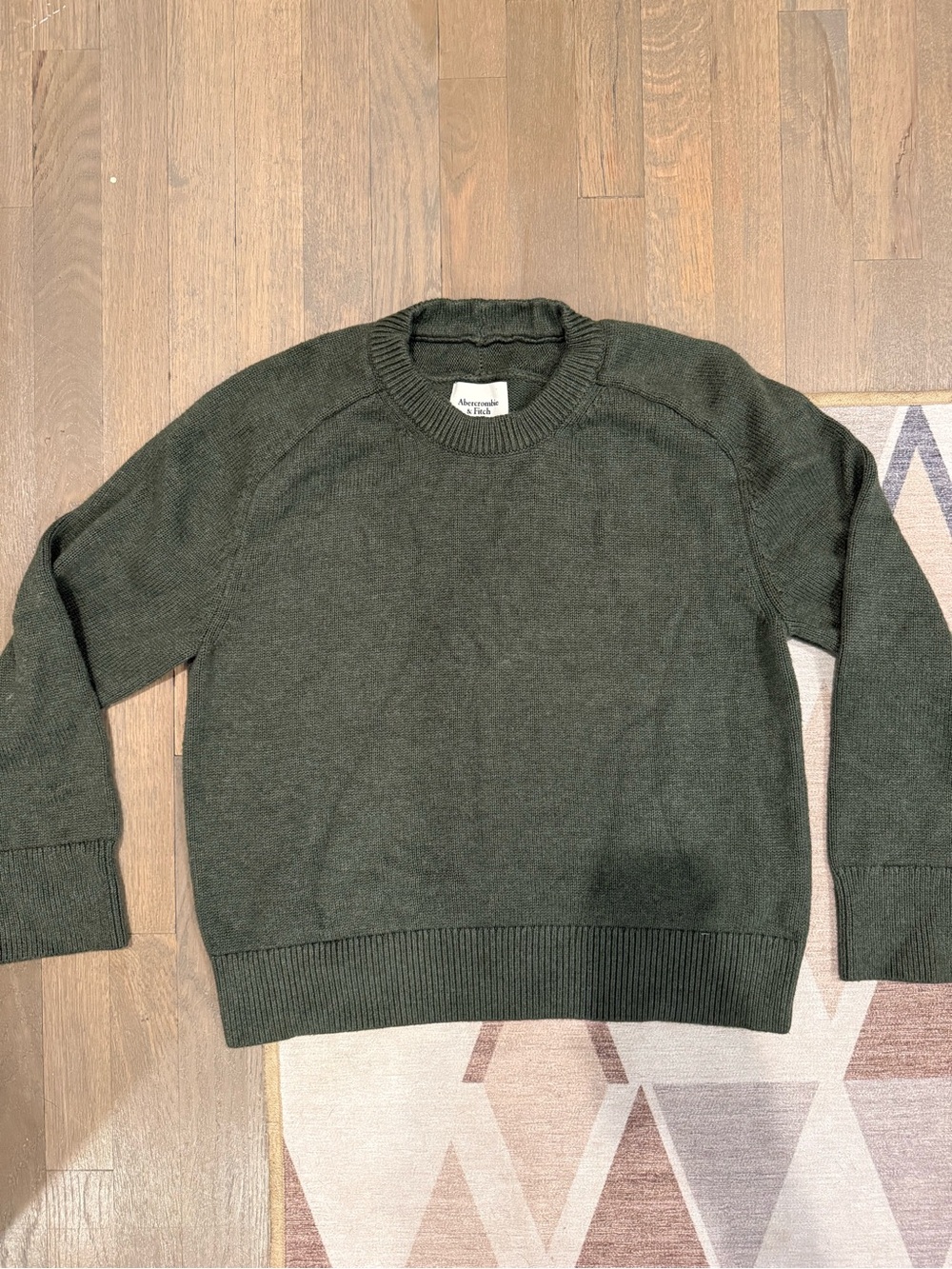 Abercrombie & Fitch Madeline Dark Olive Crewneck Sweater